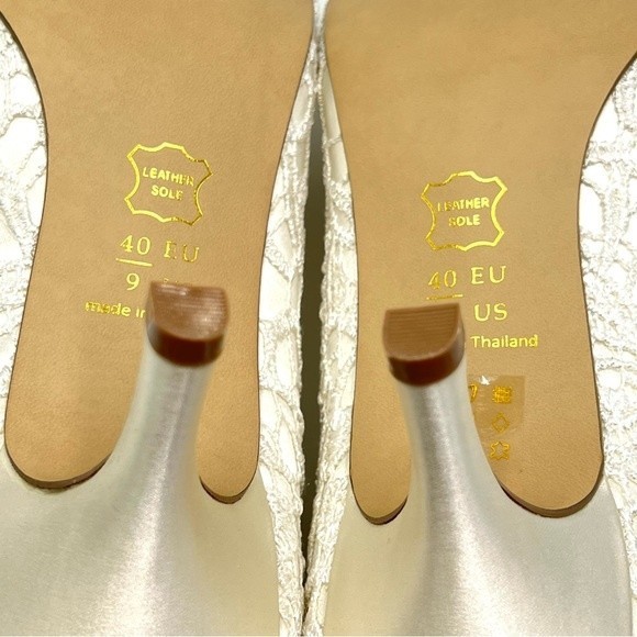 Paradox London Pink Women's Ivory White Lace Peep Toe Heels Pumps Shoes 9 - Picture 12 of 14